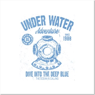 Under Water Deep Sea Diver Posters and Art